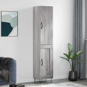 vidaXL Hoge kast 34,5x34x180 cm bewerkt hout grijs sonoma, Verzenden