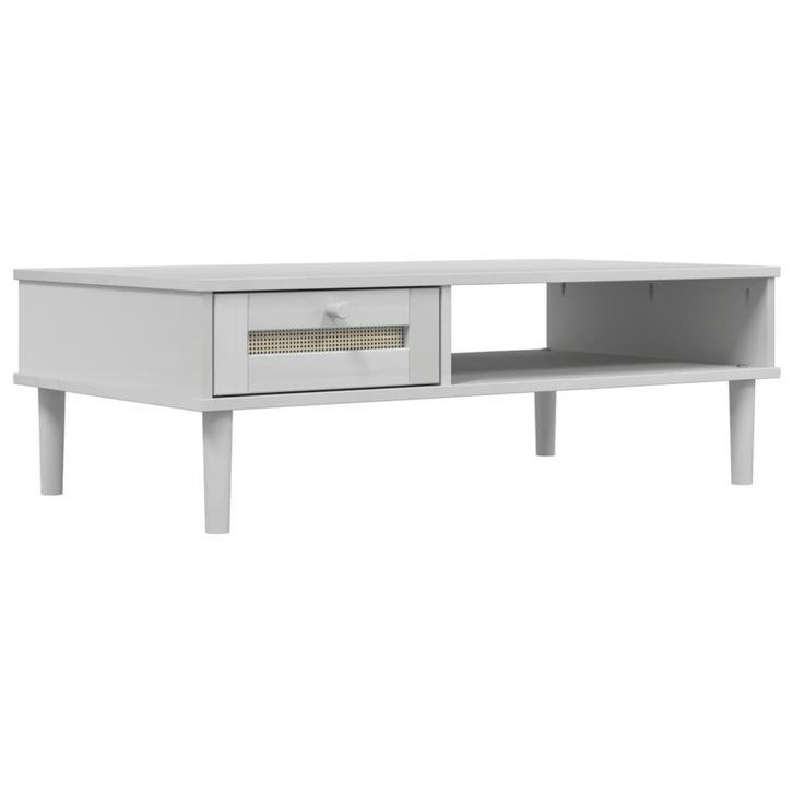 Salontafel Massief Hout Wit | Tweede Kansje | OP=OP, Huis en Inrichting, Tafels | Salontafels, 100 tot 150 cm, Rechthoekig, Nieuw