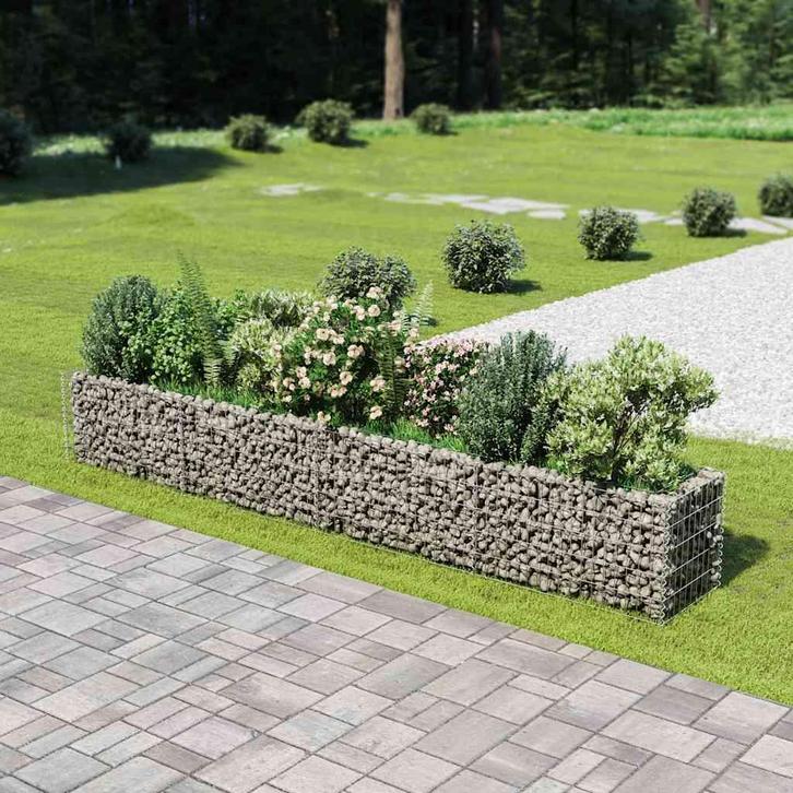 vidaXL Gabion plantenbak verhoogd 360x50x50 cm, Tuin en Terras, Bloempotten, Nieuw, Verzenden