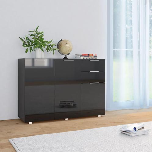 vidaXL Dressoir 107x35x80,5 cm hoogglans zwart, Huis en Inrichting, Kasten | Dressoirs, Nieuw, Verzenden