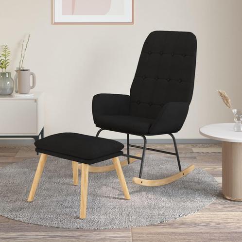 vidaXL Schommelstoel met voetenbank stof zwart, Huis en Inrichting, Stoelen, Nieuw, Verzenden