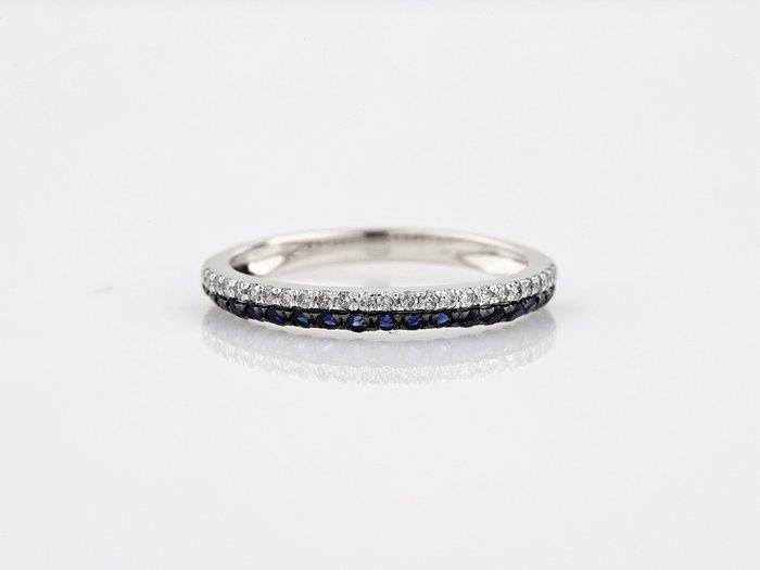 Ring - 14 karaat Witgoud - 0.35ct. tw. Saffier - Diamant, Handtassen en Accessoires, Ringen