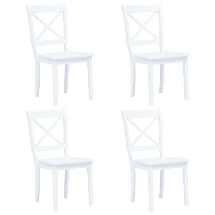vidaXL Eetkamerstoelen 4 st massief rubberwood wit, Huis en Inrichting, Stoelen, Nieuw, Verzenden