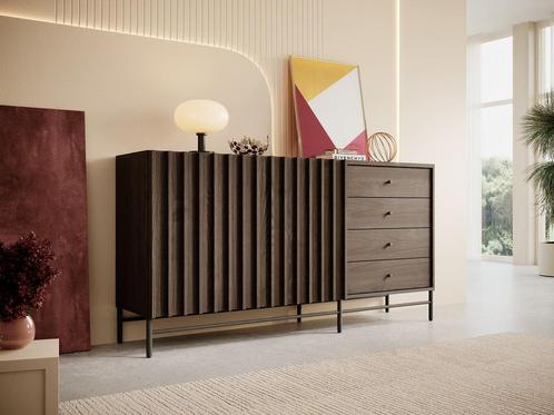 Meubella Dressoir Paz donker eiken 160 cm, Huis en Inrichting, Kasten | Dressoirs, 25 tot 50 cm, Nieuw, 150 tot 200 cm, Verzenden