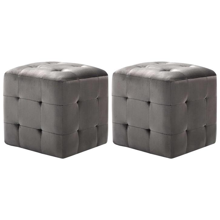 vidaXL Poef 2 st 30x30x30 cm fluweel grijs, Maison & Meubles, Canapés | Repose-pieds & Poufs, Envoi