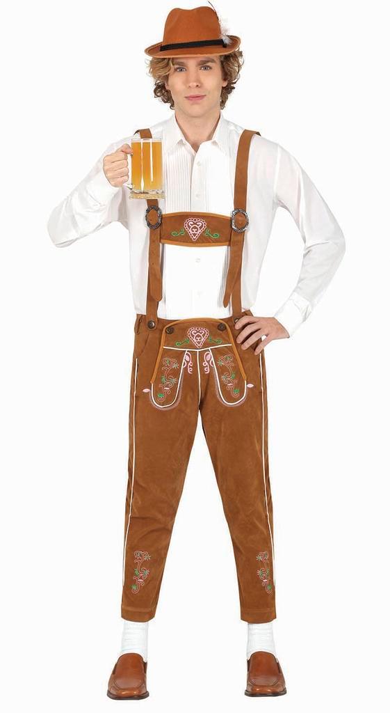 Lederhose Lang Bruin Verstelbare Bretels, Kinderen en Baby's, Carnavalskleding en Verkleedspullen, Nieuw, Verzenden