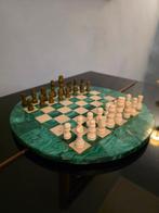 Schaakspel - Malachiet, wit marmer