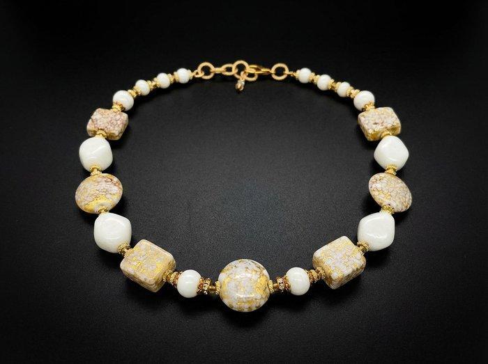 24 carats - verre de Murano, Or jaune - Collier - feuille, Antiquités & Art, Antiquités | Verre & Cristal