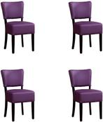 Set van 4 Paarse leren landelijke eetkamerstoelen - Toledo, Huis en Inrichting, Stoelen, Nieuw, Leer, Ophalen of Verzenden, Landelijk