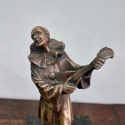 sculptuur, Pierrot - 26 cm - Gepatineerd brons, Antiek en Kunst, Antiek | Keramiek en Aardewerk