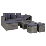 vidaXL 4-delige Loungeset met kussens poly rattan grijs, Verzenden, Nieuw, Loungeset