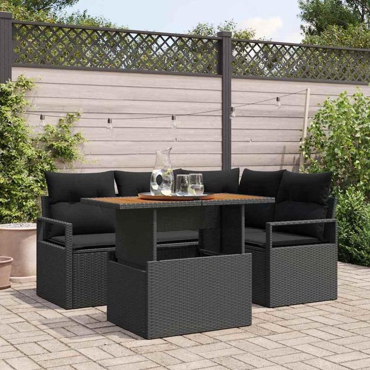 vidaXL Tuin Eettafel Set 5 pcs Zwart en Bruin 100 x 55 x 73, Tuin en Terras, Tuinsets en Loungesets, Nieuw, Verzenden