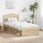 vidaXL Bedframe met hoofdeinde Sonoma 90 x 190 cm Massief, Verzenden