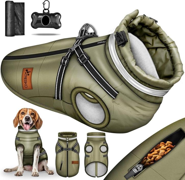 Hondenjas - Hondentrui - Winter - M - Groen - TRESKO®, Animaux & Accessoires, Vêtements pour chiens, Envoi