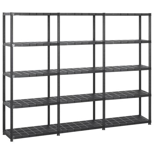 vidaXL Opbergrek 5-laags 213x38x170 cm kunststof zwart, Huis en Inrichting, Kasten | Stellingkasten, Nieuw, Verzenden