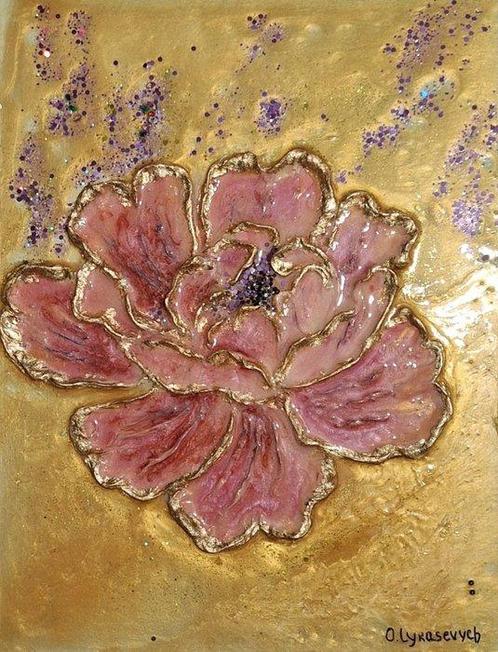 Olga Lykasevych (XX) - Peonia Flor de la riqueza y el honor, Antiek en Kunst, Kunst | Schilderijen | Modern