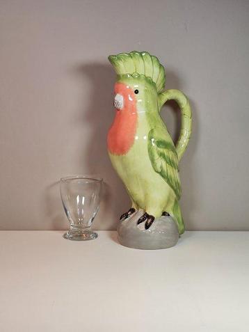 Aiguière - Céramique - perroquet peint à la main