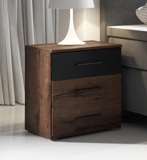 Nachtkastje Brown - Zwart - Eiken - 55 cm hoog, Huis en Inrichting, Kasten | Overige, Nieuw, Verzenden