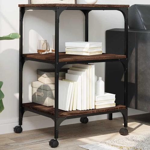 vidaXL Printerkastje 3-laags 50x41x75 cm bewerkt hout bruin, Computers en Software, Printers, Nieuw, Verzenden