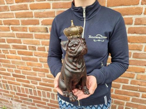 Statue, Crowned Bulldog - 29 cm - Résine, Antiek en Kunst, Kunst | Designobjecten