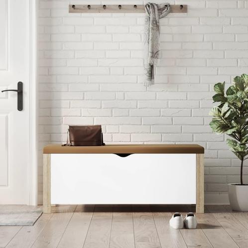 vidaXL Opbergdoos met kussen wit & sonoma eiken 105x40x45 cm, Huis en Inrichting, Kasten | Overige, Nieuw, Verzenden
