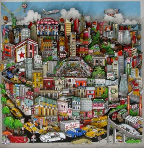 Charles Fazzino (1955) - 3D Just A Cab Ride Crosstown, Antiek en Kunst, Kunst | Schilderijen | Modern