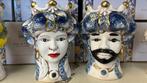 Vaas (2) - Keramiek - Setje van Moro-koppen - Caltagirone, Antiek en Kunst