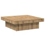 Artisanaal Eiken Salontafel | Tweede Kansje | OP = OP, Huis en Inrichting, 50 tot 100 cm, Verzenden, Vierkant, Nieuw