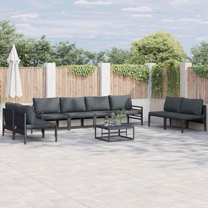 vidaXL Tuinbank Set Antraciet Staal, Tuin en Terras, Tuinsets en Loungesets, Nieuw, Verzenden
