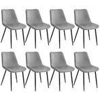 tectake Set stoelen Monroe fluweellook - grijs, Set van 8, Verzenden, Nieuw