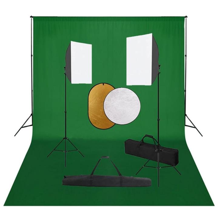 vidaXL Fotostudioset met softboxlampen, achtergrond en, Audio, Tv en Foto, Fotografie | Fotostudio en Toebehoren, Nieuw, Verzenden