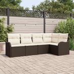 vidaXL Tuinbank Set met opslag 5 pcs Bruin poly rattan, Verzenden