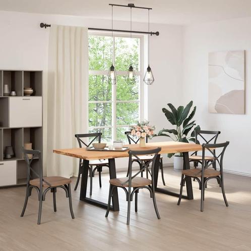 vidaXL Eettafel rechthoekig 220x100x74 cm massief eikenhout, Huis en Inrichting, Tafels | Eettafels, Nieuw, Verzenden