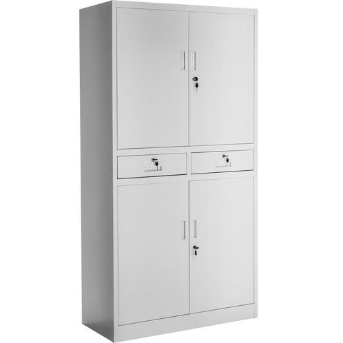 tectake Archiefkast Cosmo met 2 lades 180x80x40cm - lichtgri, Huis en Inrichting, Kasten | Roldeurkasten en Archiefkasten, Verzenden