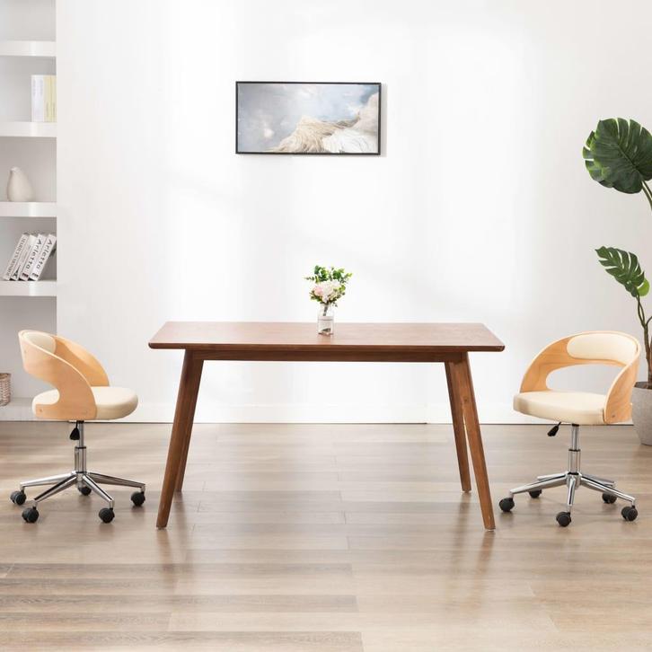 vidaXL Eetkamerstoelen draaibaar 2 st gebogen hout en, Huis en Inrichting, Stoelen, Nieuw, Verzenden