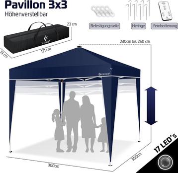 Partytent - 3x3 meter - hoogte 2.5 meter - blauw beschikbaar voor biedingen
