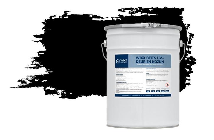 Wixx Deur en Kozijn Beits UV+ RAL 9005 | Gitzwart 20L, Doe-het-zelf en Bouw, Verf, Beits en Lak, Nieuw, Verzenden