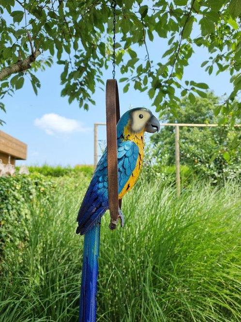 Papegaai op schommel - Beeldje - Parrot on Swing - Metaal, Antiek en Kunst, Curiosa en Brocante