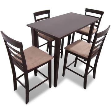 vidaXL Bartafel met 4 barstoelen set hout bruin, Huis en Inrichting, Verzenden, Nieuw