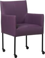 Paarse leren moderne kuipstoel - poot rond zwart met wiel -, Huis en Inrichting, Stoelen, Nieuw, Leer, Ophalen of Verzenden, Eén