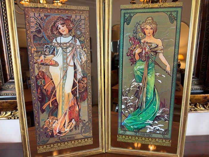 Alphonse Mucha (après) - Wandspiegel (2)- Printemps &, Antiek en Kunst, Curiosa en Brocante