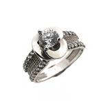 Witgouden ring met zirconia stenen (grote ring, damesring), Handtassen en Accessoires, Ringen, 18 tot 19, Gebruikt, Overige kleuren