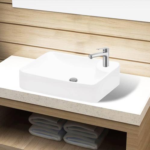 vidaXL Wasbak met kraangat, keramiek, wit, Doe-het-zelf en Bouw, Sanitair, Nieuw, Verzenden