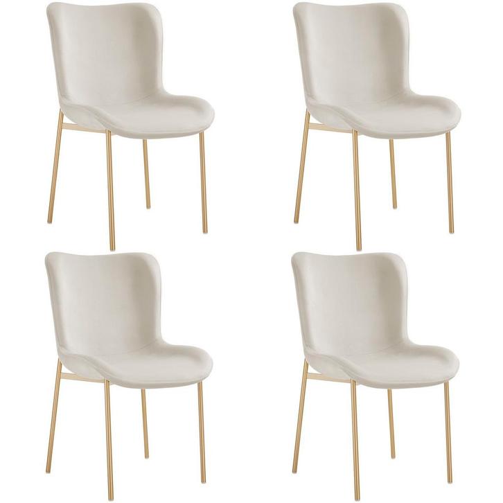 tectake Gestoffeerde stoel Tessa - Fluweellook beige/goud, S, Maison & Meubles, Chaises, Envoi