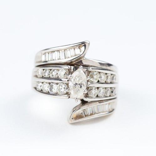 Bague - 14 carats Or blanc -  1.26ct. tw. Diamant, Handtassen en Accessoires, Ringen