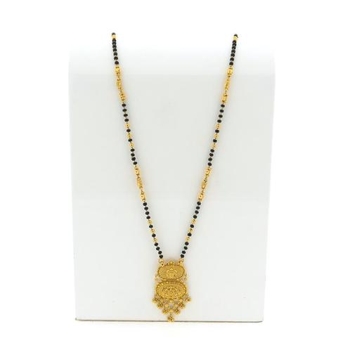 22 Krt. Gouden Mangalsutra ketting met onyx | 61-58 cm of..., Handtassen en Accessoires, Kettingen, Overige kleuren, Gebruikt