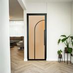 Stalen Binnendeur - Zwart - 2 Vlaks rond - Mat glas, Doe-het-zelf en Bouw, Minder dan 80 cm, Binnendeur, Nieuw, Metaal