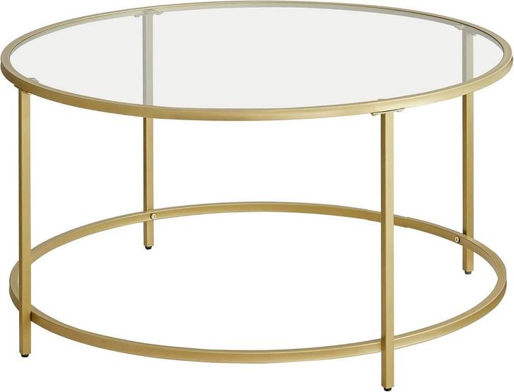 Salontafel - glazen tafel met metalen frame - diameter 84, Huis en Inrichting, Tafels | Salontafels, Verzenden