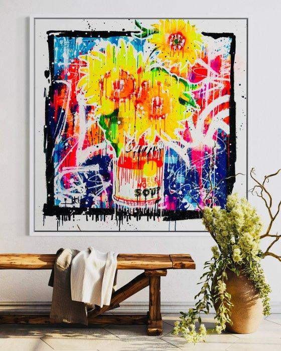 Mikko - Campbells Van Gogh Flowers Pixel Series - XL (No, Antiquités & Art, Art | Peinture | Moderne