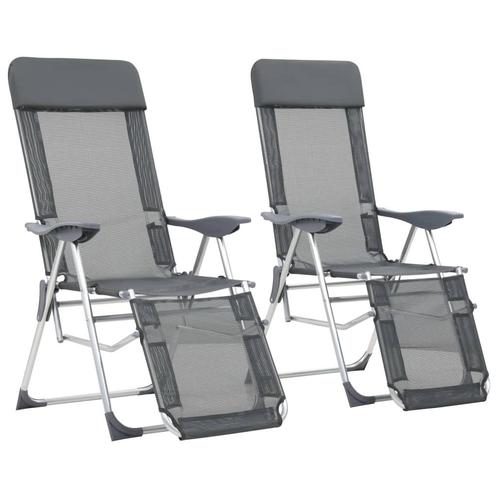 vidaXL Campingstoelen met voetensteun 2 st inklapbaar, Tuin en Terras, Tuinstoelen, Nieuw, Verzenden